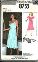 8733 SIMPLICITY STRETCH KNIT 1978 2 PIECE WRAP TIE RUFFLE DRESS PATTERN 10-14
